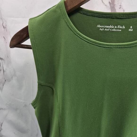 Abercrombie & Fitch Bodysuit Womens Small Green Tank High Neck Thong Soft - Picture 2 of 11